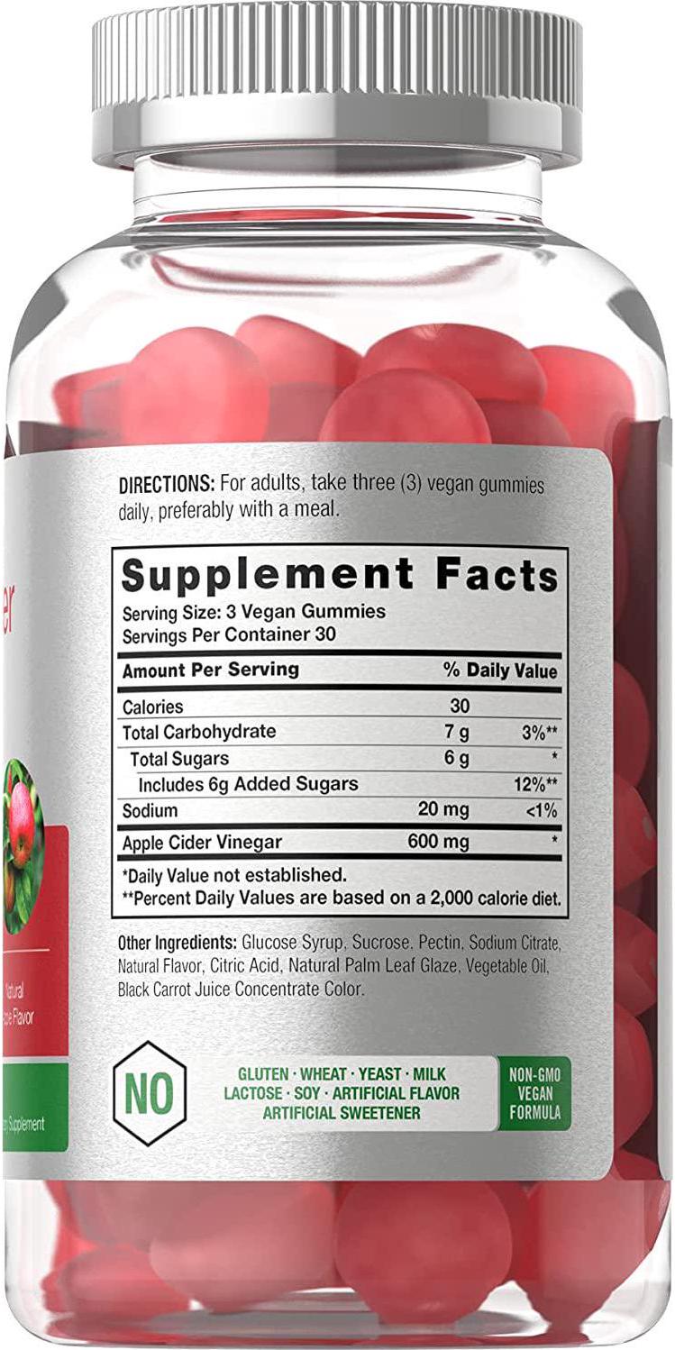 Vegan Apple Cider Vinegar Gummies | 90 Count | ACV Supplement | Natural Apple Flavor | Non-GMO, Gluten Free Gummies for Adults | by Horbaach