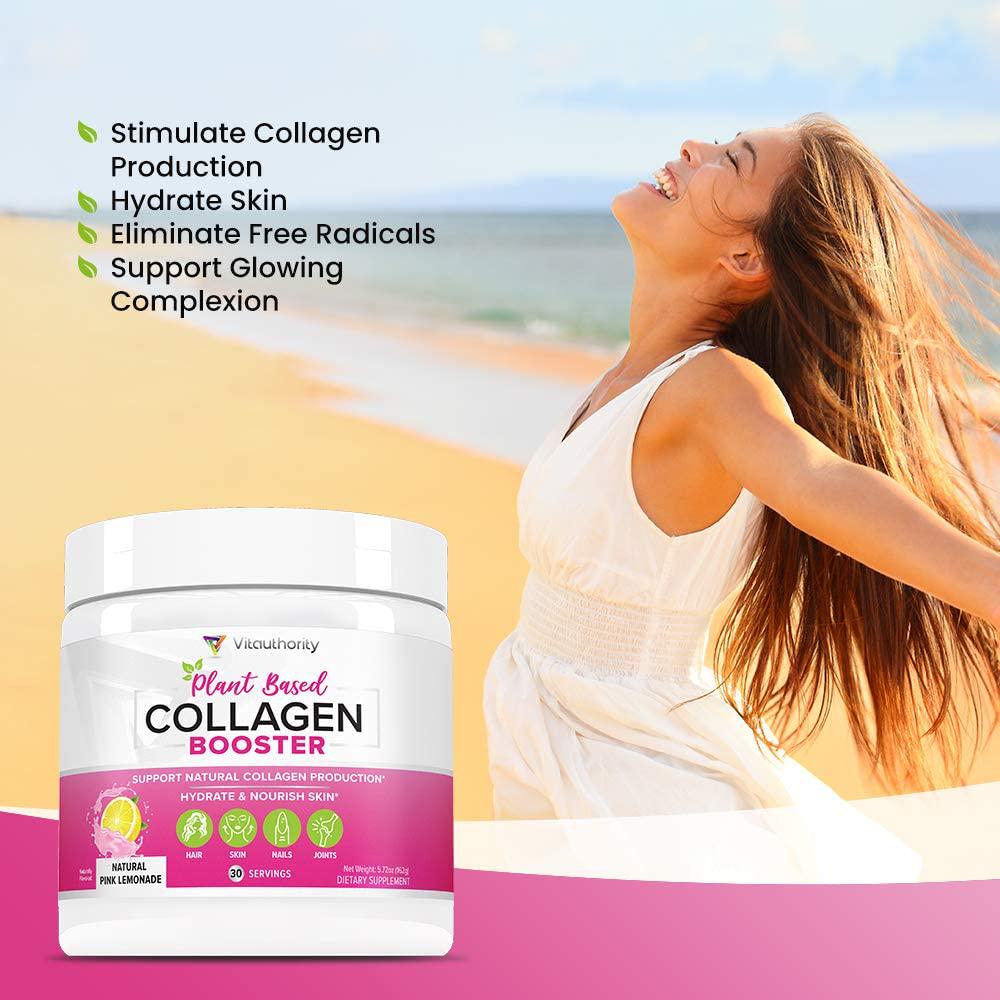Vegan Collagen Powder - Plant Based Collagen Powder Supplement with Hyaluronic Acid and Camu Camu - Supports Natural Collagen Production - Skin Hydration and Complexion, Hair, Nails and Joint Support (30)