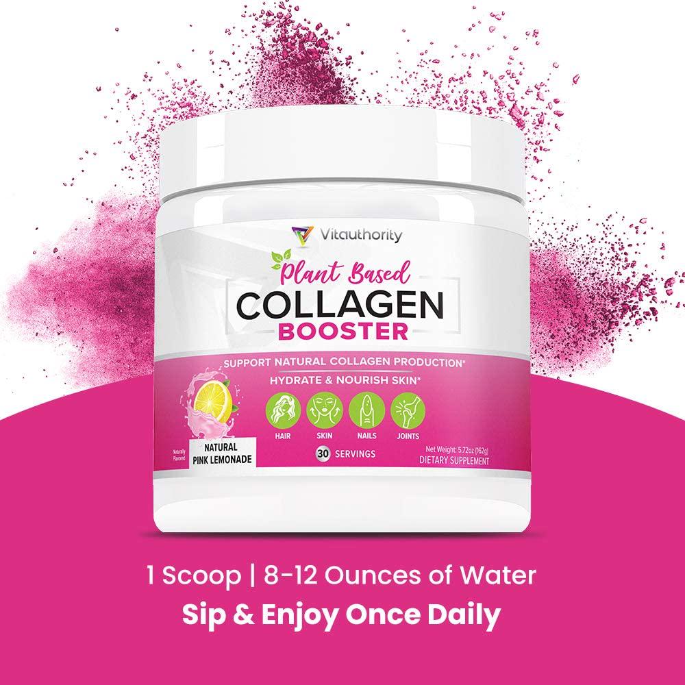 Vegan Collagen Powder - Plant Based Collagen Powder Supplement with Hyaluronic Acid and Camu Camu - Supports Natural Collagen Production - Skin Hydration and Complexion, Hair, Nails and Joint Support (30)