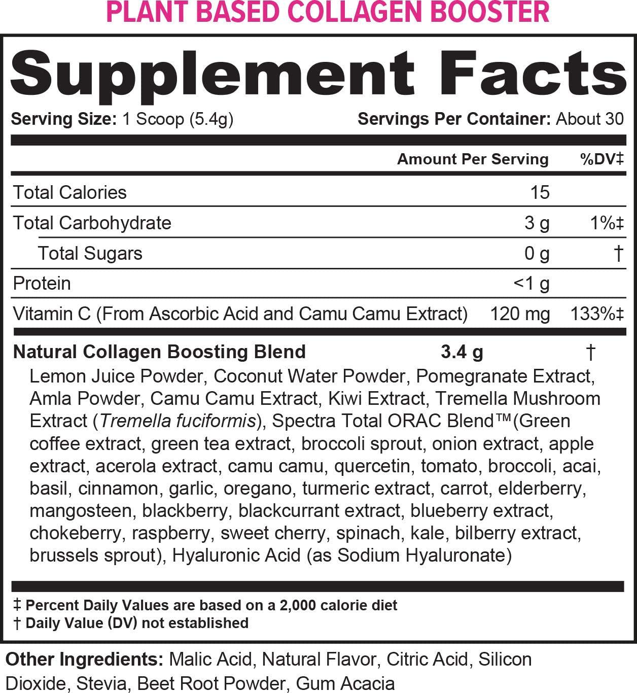 Vegan Collagen Powder - Plant Based Collagen Powder Supplement with Hyaluronic Acid and Camu Camu - Supports Natural Collagen Production - Skin Hydration and Complexion, Hair, Nails and Joint Support (30)