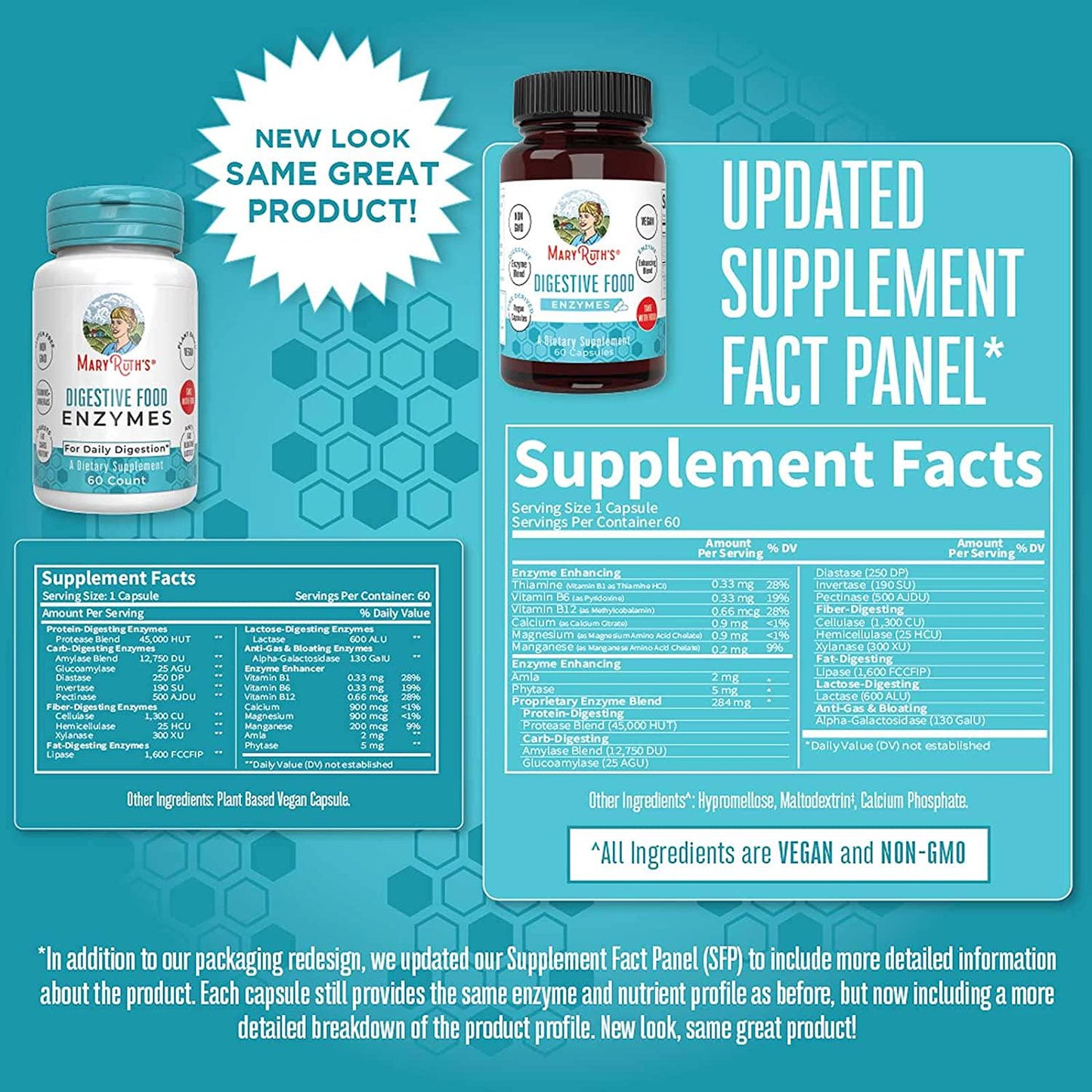 Vegan Digestive Food Enzymes by MaryRuth's | Daily Digestion Aid and Gut Health Enzyme Complex | Over 12 Enzymes Including Amylase, Lipase, Lactase + Cofactor Vitamins and Minerals | 2 Month Supply