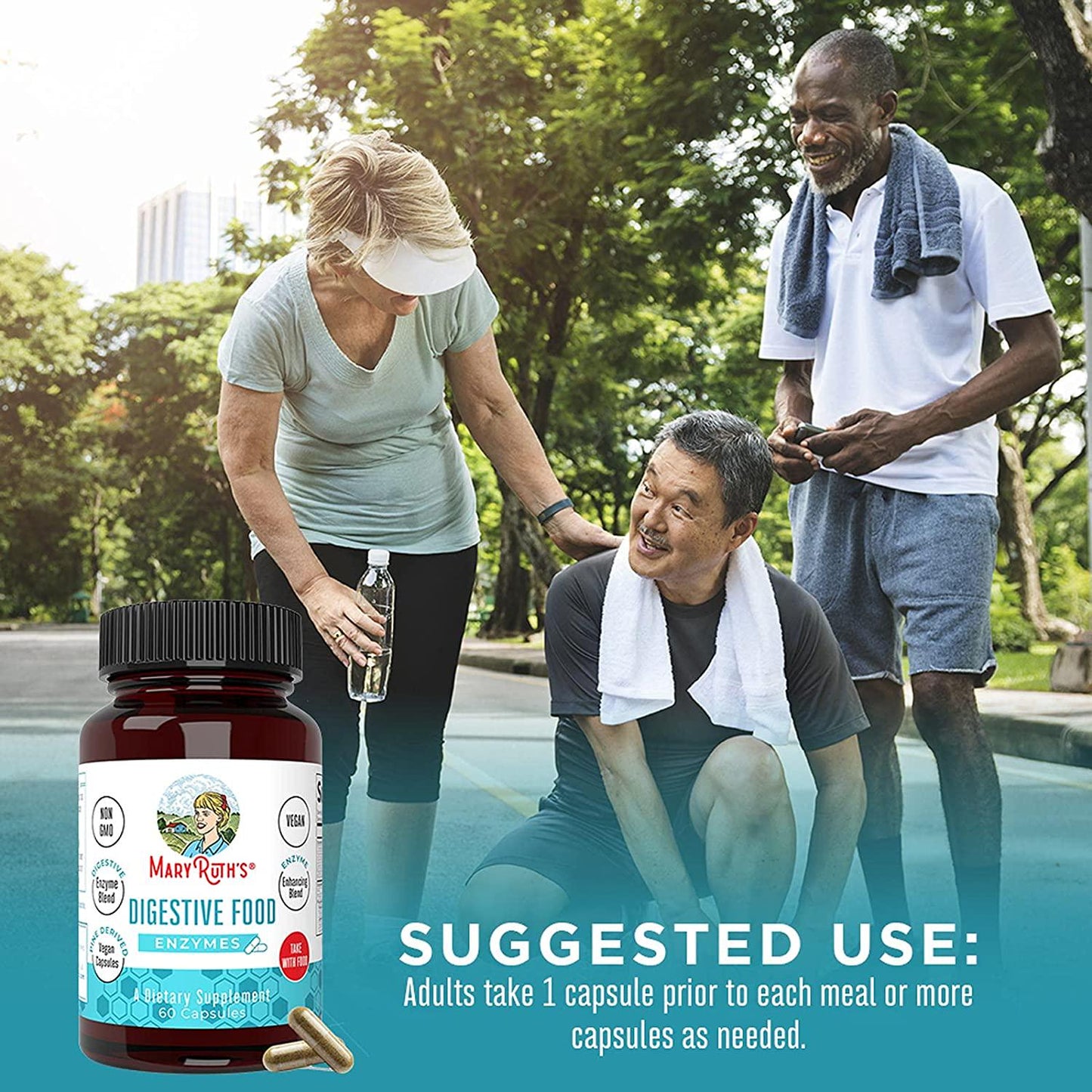 Vegan Digestive Food Enzymes by MaryRuth's | Daily Digestion Aid and Gut Health Enzyme Complex | Over 12 Enzymes Including Amylase, Lipase, Lactase + Cofactor Vitamins and Minerals | 2 Month Supply