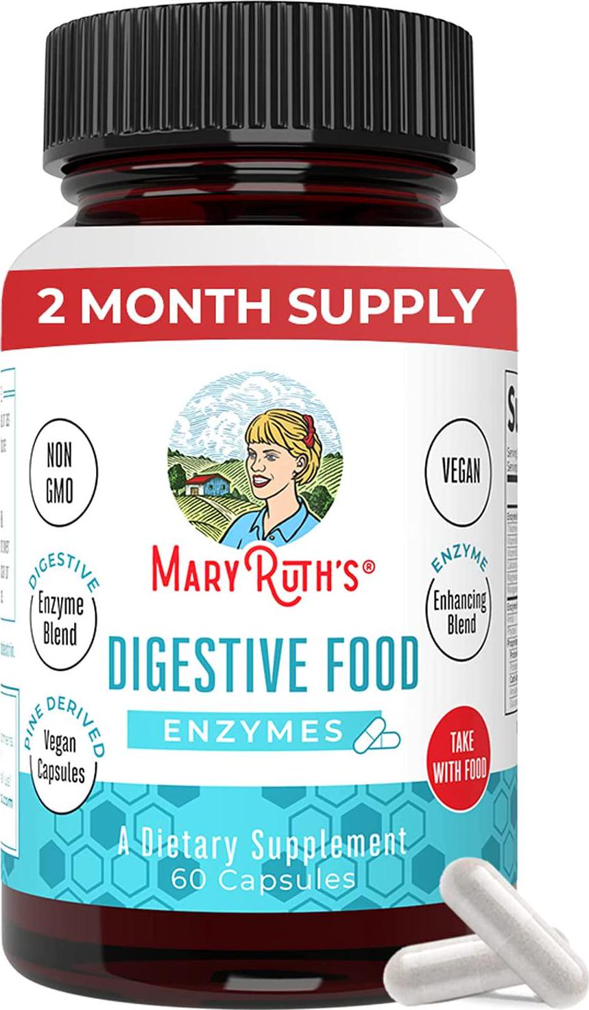 Vegan Digestive Food Enzymes by MaryRuth's | Daily Digestion Aid and Gut Health Enzyme Complex | Over 12 Enzymes Including Amylase, Lipase, Lactase + Cofactor Vitamins and Minerals | 2 Month Supply