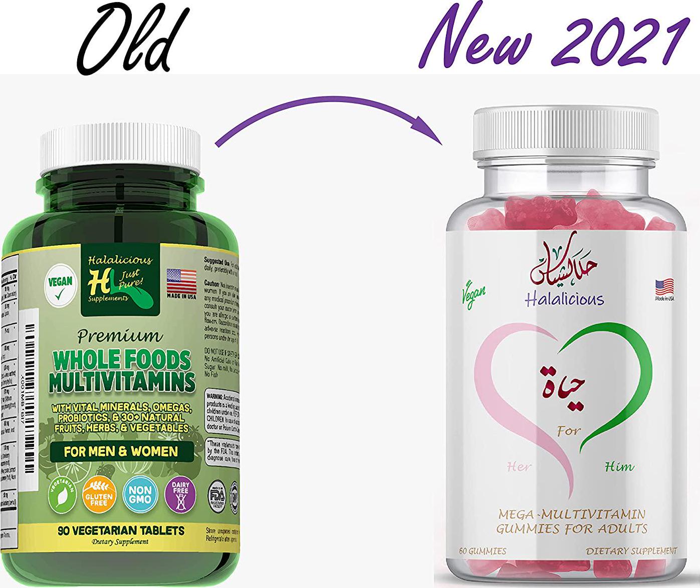 Vegan, Halal, Natural Whole Food Multivitamin Plus Minerals: Men/Women Vitamin Vegetarian 30+ Fruits Vegetables Supplements-Antioxidants, Probiotics, Herbs, Omegas, Luetin, Halal Vitamins-90 Count