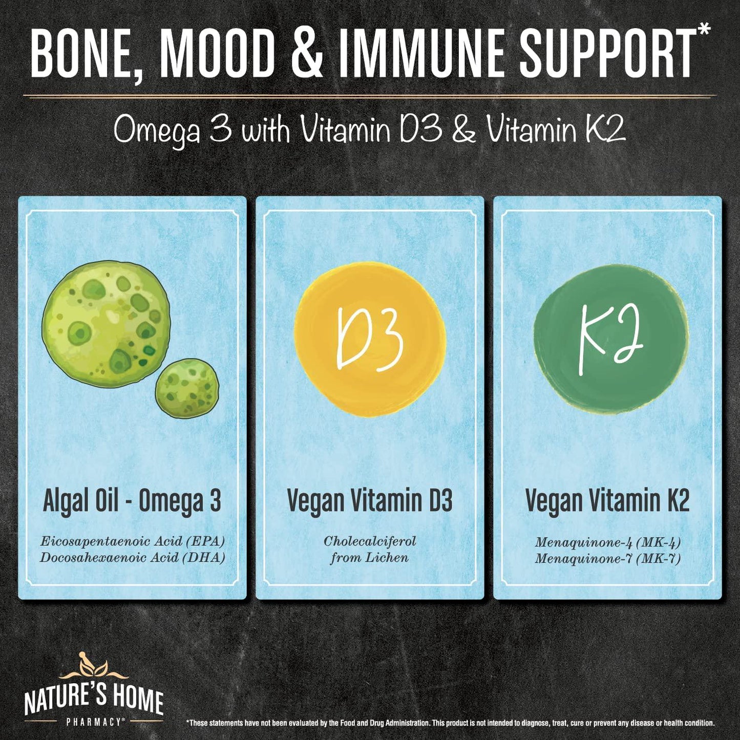 Vegan Omega 3 with Vegan D3 and K2 EPA DHA