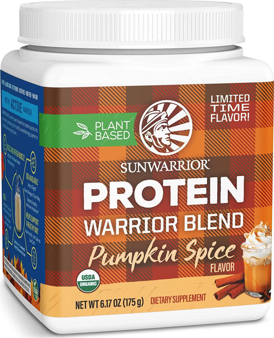 Vegan Protein Powder with BCAAs | Pea Protein Powder Gluten Free Non-GMO Soy Dairy Sugar Free Low Carb Keto Plant Based Protein Powder | Pumpkin Spice 6.17 Oz | Warrior Blend by Sunwarrior