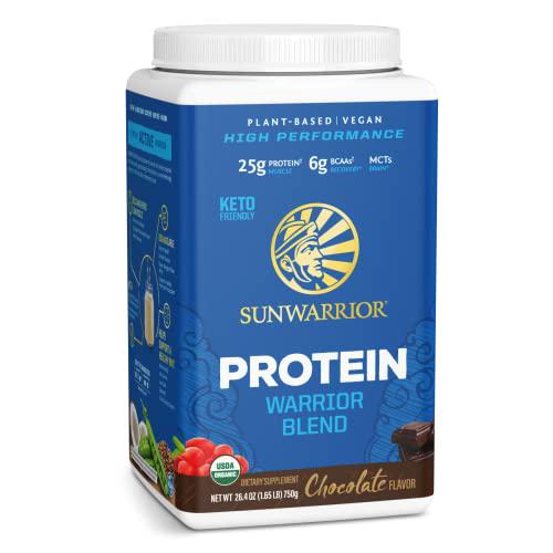 Vegan Protein Powder with BCAAs | Pea Protein Powder Gluten Free Non-GMO Soy Dairy Sugar Free Low Carb Keto Plant Based Protein Powder | Chocolate 26.4 Oz | Warrior Blend by Sunwarrior