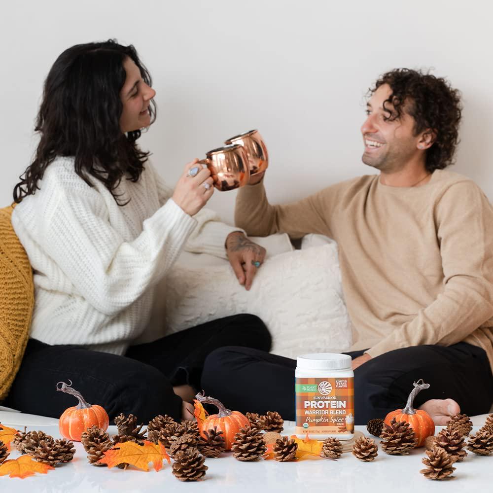 Vegan Protein Powder with BCAAs | Pea Protein Powder Gluten Free Non-GMO Soy Dairy Sugar Free Low Carb Keto Plant Based Protein Powder | Pumpkin Spice 6.17 Oz | Warrior Blend by Sunwarrior