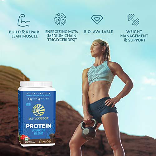 Vegan Protein Powder with BCAAs | Pea Protein Powder Gluten Free Non-GMO Soy Dairy Sugar Free Low Carb Keto Plant Based Protein Powder | Chocolate 26.4 Oz | Warrior Blend by Sunwarrior
