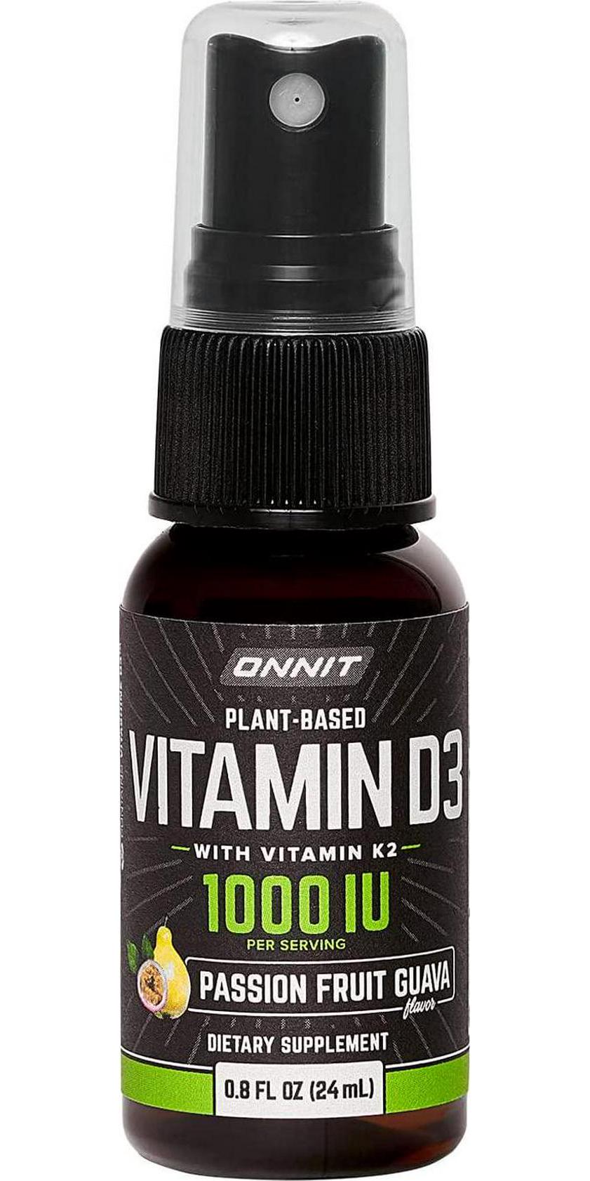 Vegan Vitamin D3 Spray with Vitamin K2 by Onnit | 1000 IU Per Serving | Passion Fruit Guava Flavor | 24ml Per Bottle
