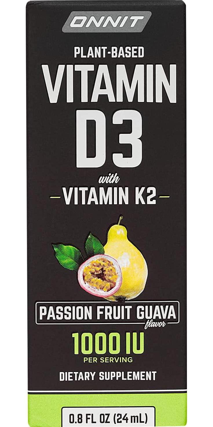 Vegan Vitamin D3 Spray with Vitamin K2 by Onnit | 1000 IU Per Serving | Passion Fruit Guava Flavor | 24ml Per Bottle
