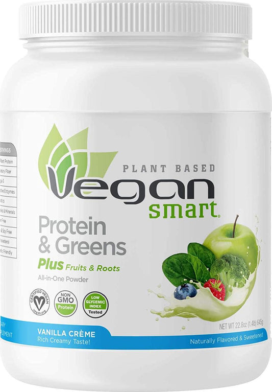 Vegansmart Plant Based Vegan Protein Powder by Naturade, All-in-One Nutritional Shake Protein and Greens Vanilla Crème 22.8 oz