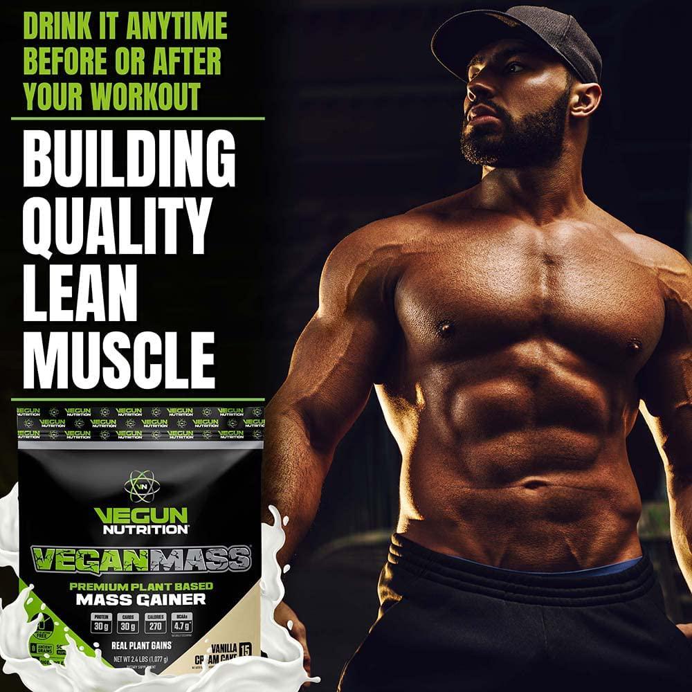 Vegun Nutrition VEGANMASS Vegan Mass Gainer Protein Powder, Plant Based Organic Meal Replacement Superfood, for Muscle Weight Gain Bulking, Gluten Soy Dairy Free, for Men Women (Vanilla Cream Cake)
