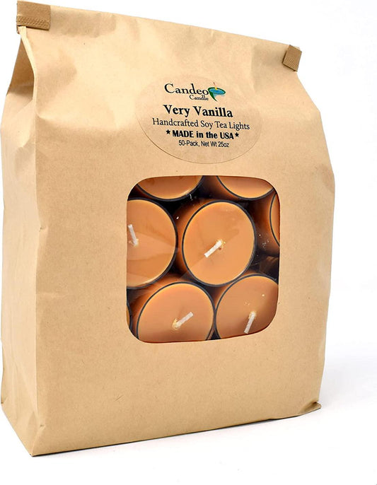 Very Vanilla, Scented Soy Tealights (Very Vanilla, 50 Pack)