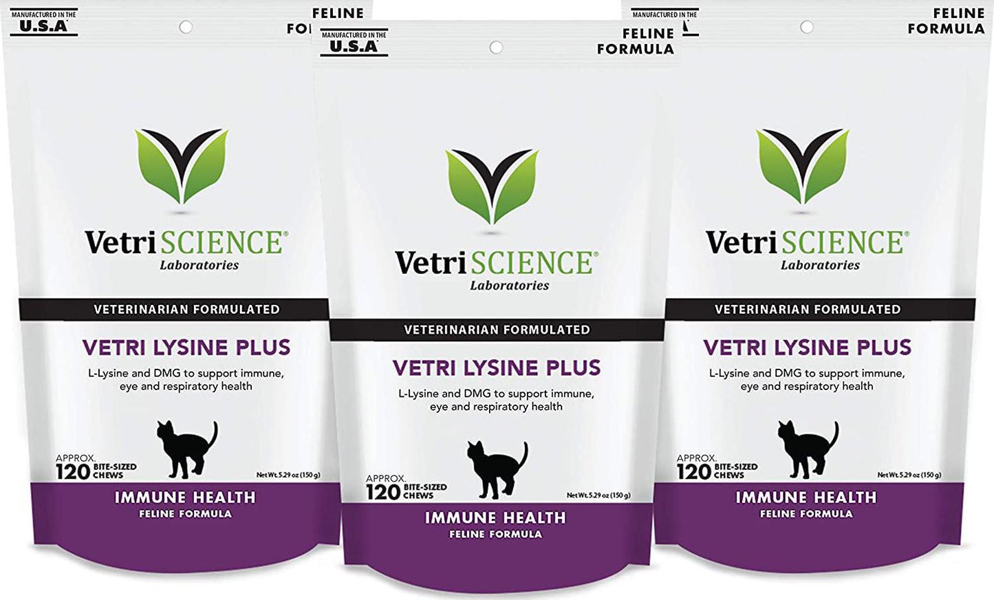 VetriScience Laboratories - Vetri Lysine Plus, 120 Bite Sized Chews, 3 Pack