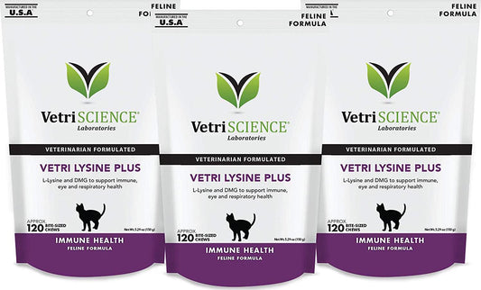 VetriScience Laboratories - Vetri Lysine Plus, 120 Bite Sized Chews, 3 Pack