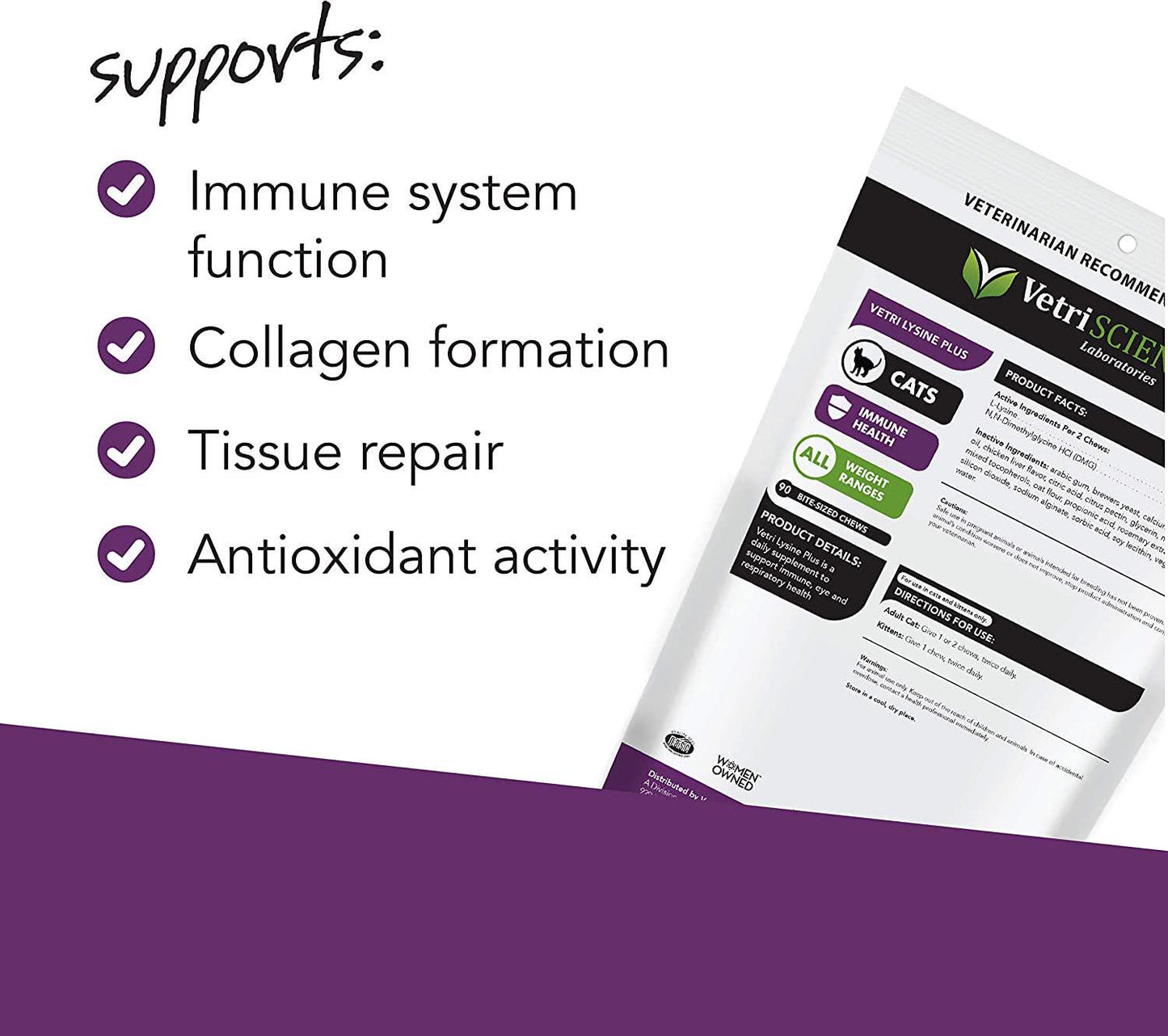 VetriScience Laboratories - Vetri Lysine Plus, 120 Bite Sized Chews, 3 Pack