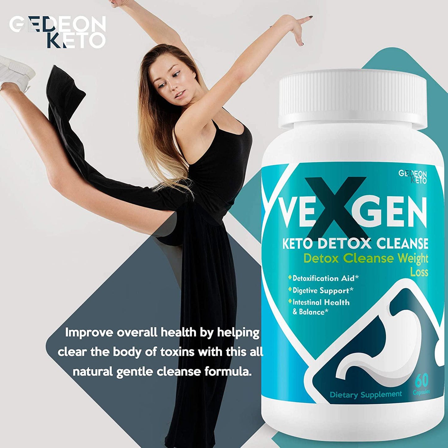 Vexgen Keto Detox Cleanse - Detox Cleanse Weight Loss - Help Shrink Your Gut and Waist - Detoxification Aid - Digestive Support - Intestinal Health and Balance - Purify You Body Starting with Your Gut