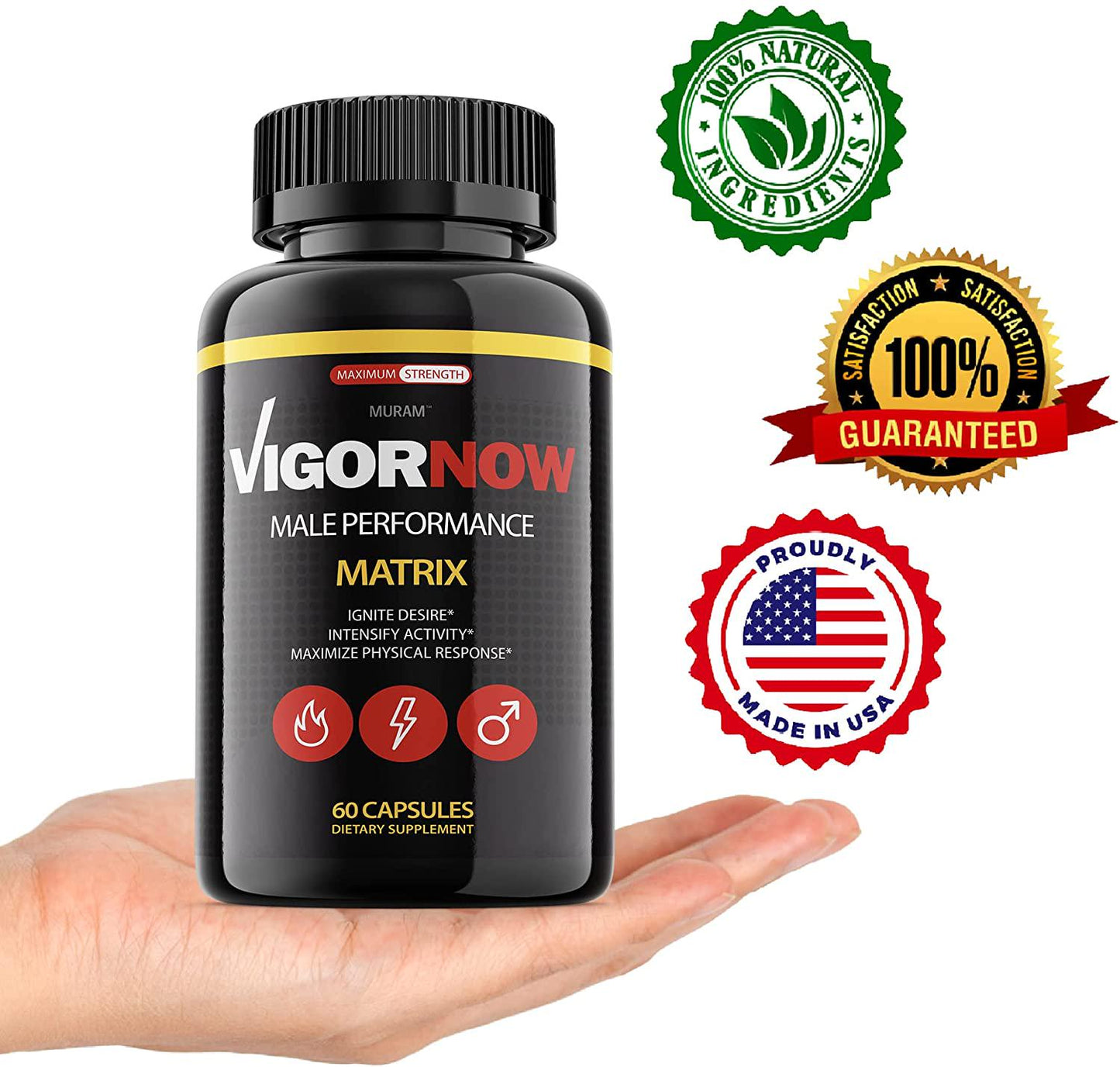 Vigor Now Pills Matrix, Original Formula, 1 Bottle, (60 Capsules)