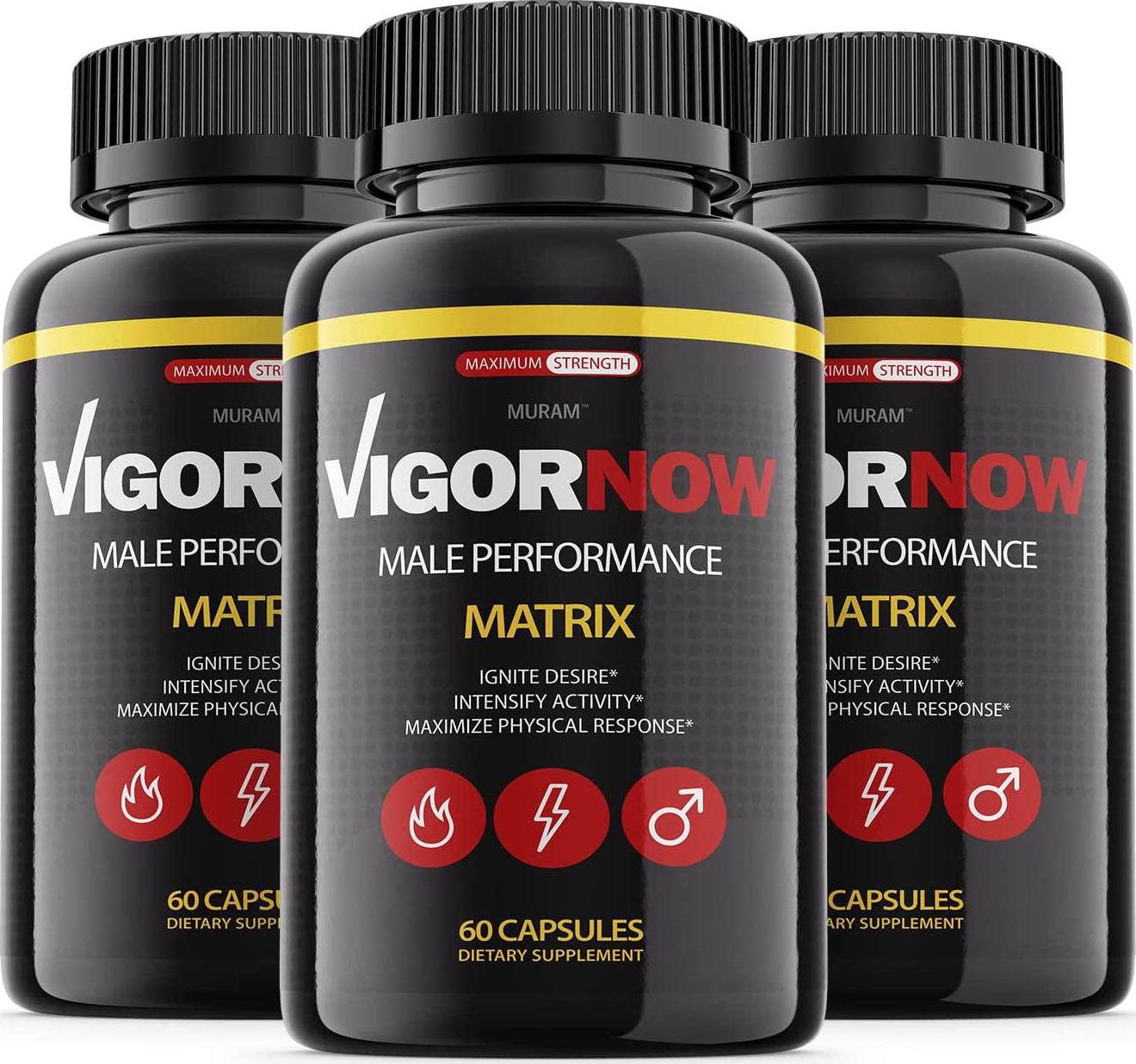 Vigor Now Pills Matrix, Original Formula, 3 Bottles, (180 Capsules)