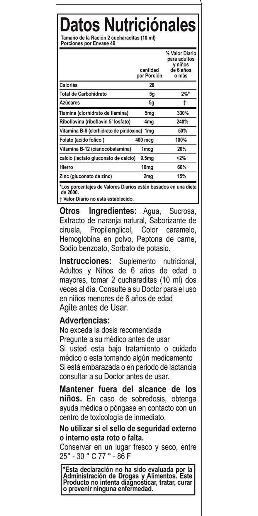 Vino Carne Hierro 16 oz Paraben Free