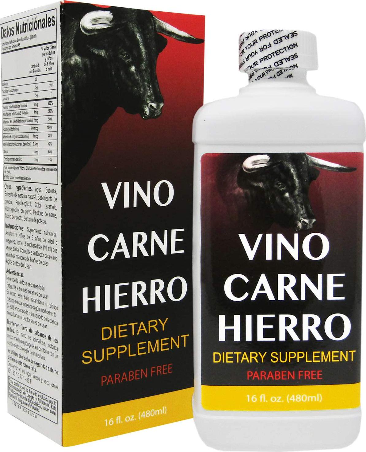 Vino Carne Hierro 16 oz Paraben Free