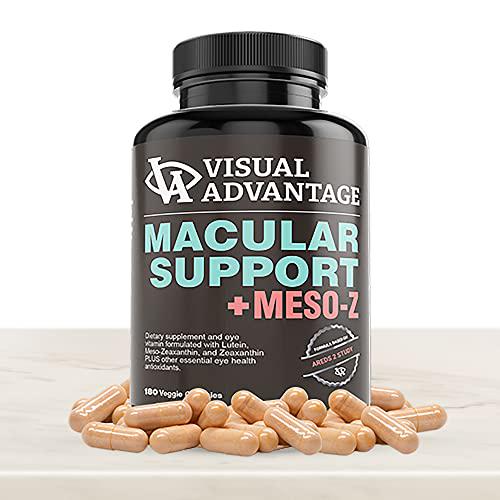 Visual Advantage Macular Support + Meso-Z Blue Light Eye Vitamin with Triple Antioxidants for Advanced Protection Against Digital Screens (180-Count)