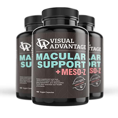 Visual Advantage Macular Support + Meso-Z Blue Light Eye Vitamin with Triple Antioxidants for Advanced Protection Against Digital Screens (180-Count)