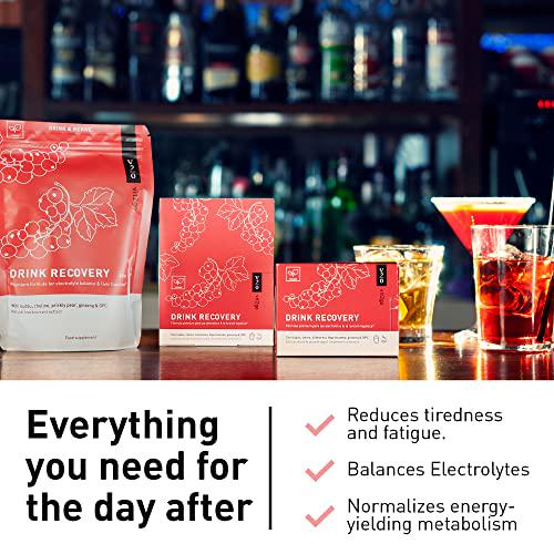 Vit2go Drink Recovery Electrolytes Powder Hangover Formula 250g with Vitamins, Vegan Electrolyte Packets for Hydration and Liver Detox, Blackcurrant Flavor (10 Sachets)