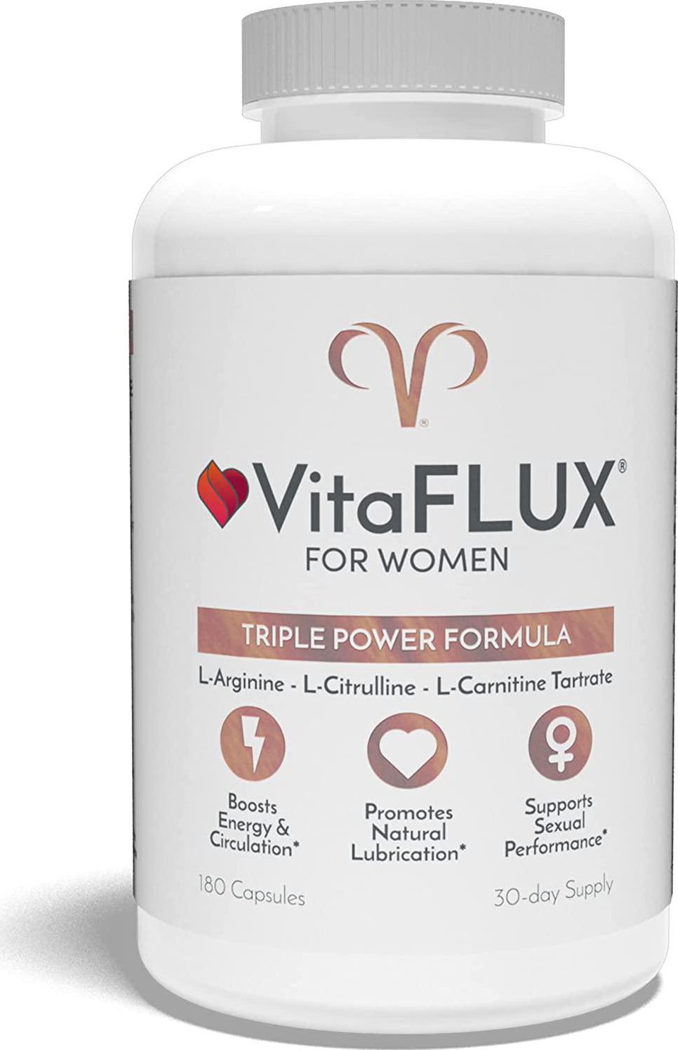 VitaFLUX Women's Nitric Oxide Booster Supplement, Increase Circulation, Boost Energy and Heart Health - Essential Amino Acids L Arginine, L Citrulline, L Carnitine, Zinc by Promescent (180 Capsules)