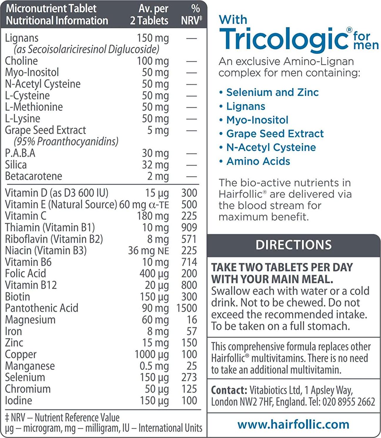Vitabiotics Hairfollic Him - 30 Tablets