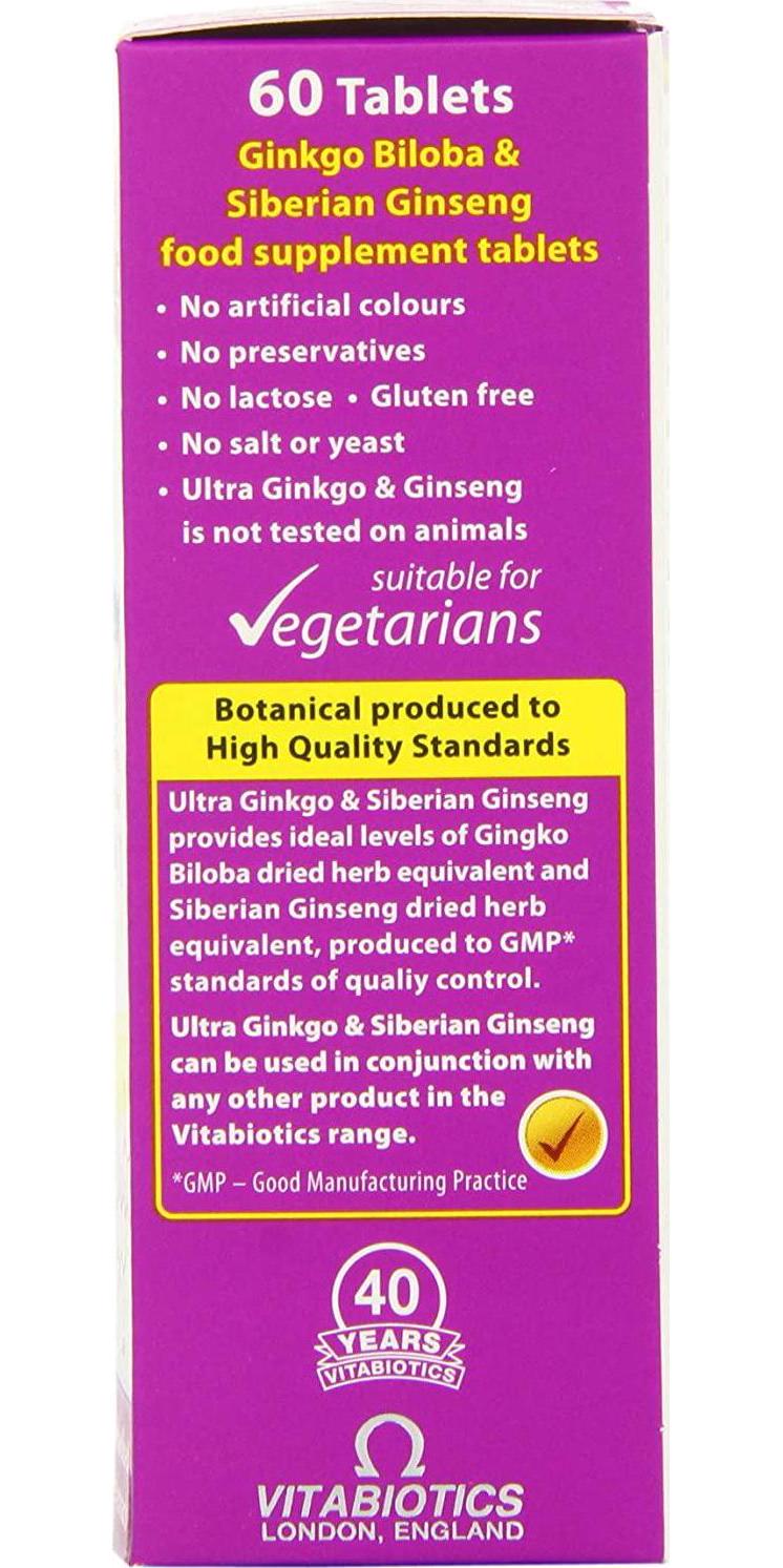 Vitabiotics Ultra Ginkgo and Ginseng Tablets - 60 Tablets