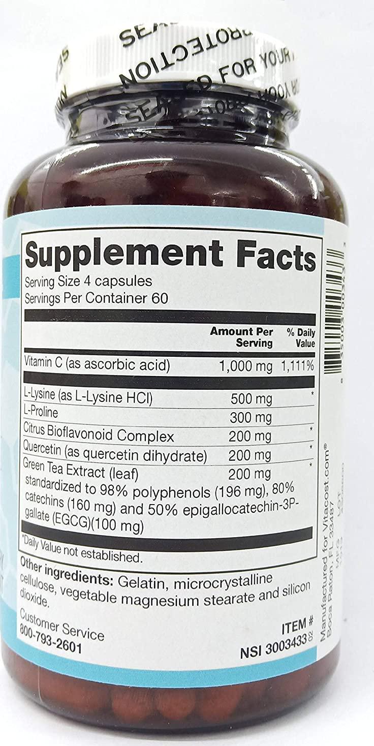 Vitacost L-Lysine and L-Proline Complex -- 240 Capsules