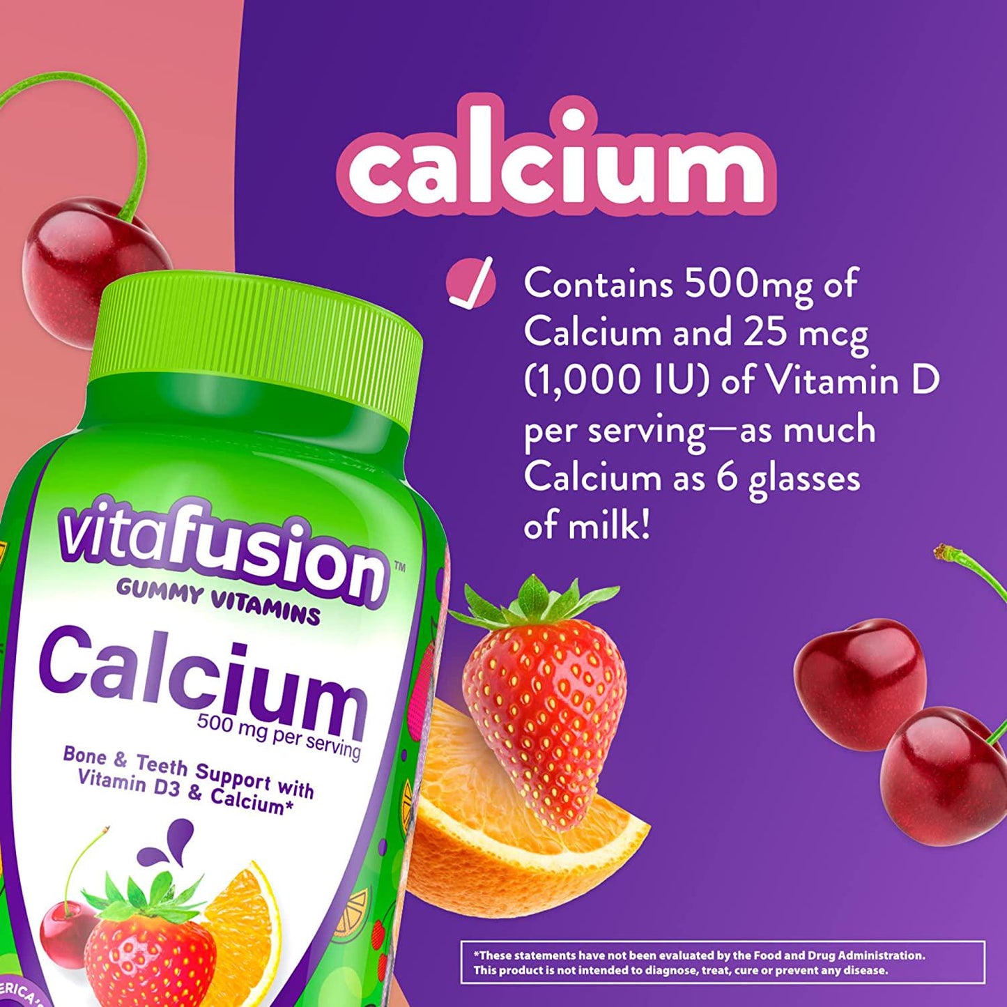 Vitafusion Calcium, Gummy Vitamins For Adults, 500 mg, 100-Count