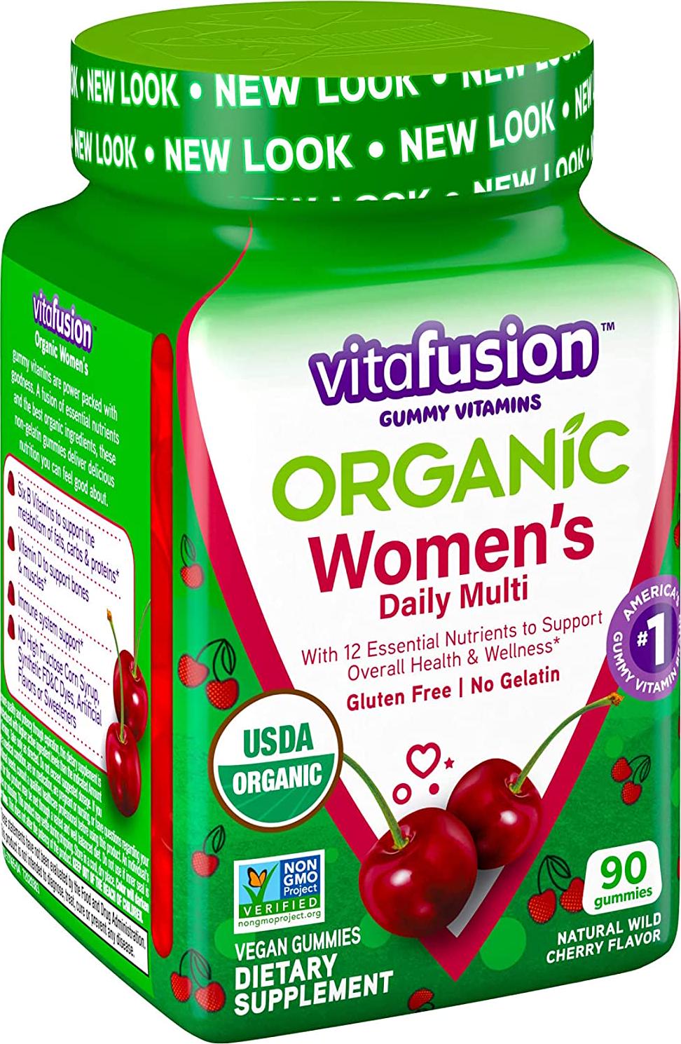 Vitafusion Organic Women’s Gummy Multivitamin, 90 Count - Non-GMO, Gluten-Free, No Gelatin, No HFCS