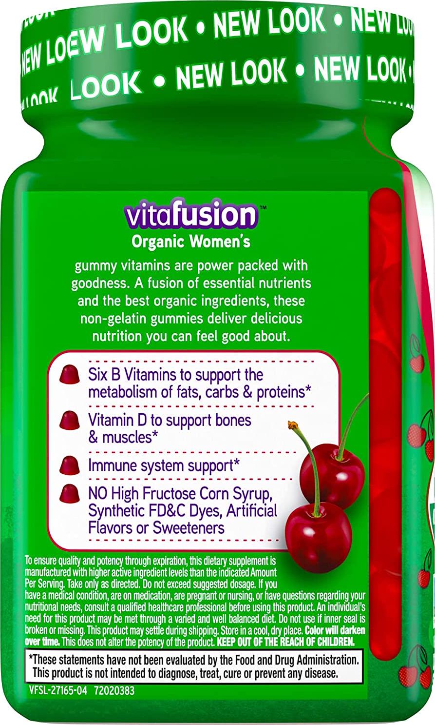 Vitafusion Organic Women’s Gummy Multivitamin, 90 Count - Non-GMO, Gluten-Free, No Gelatin, No HFCS