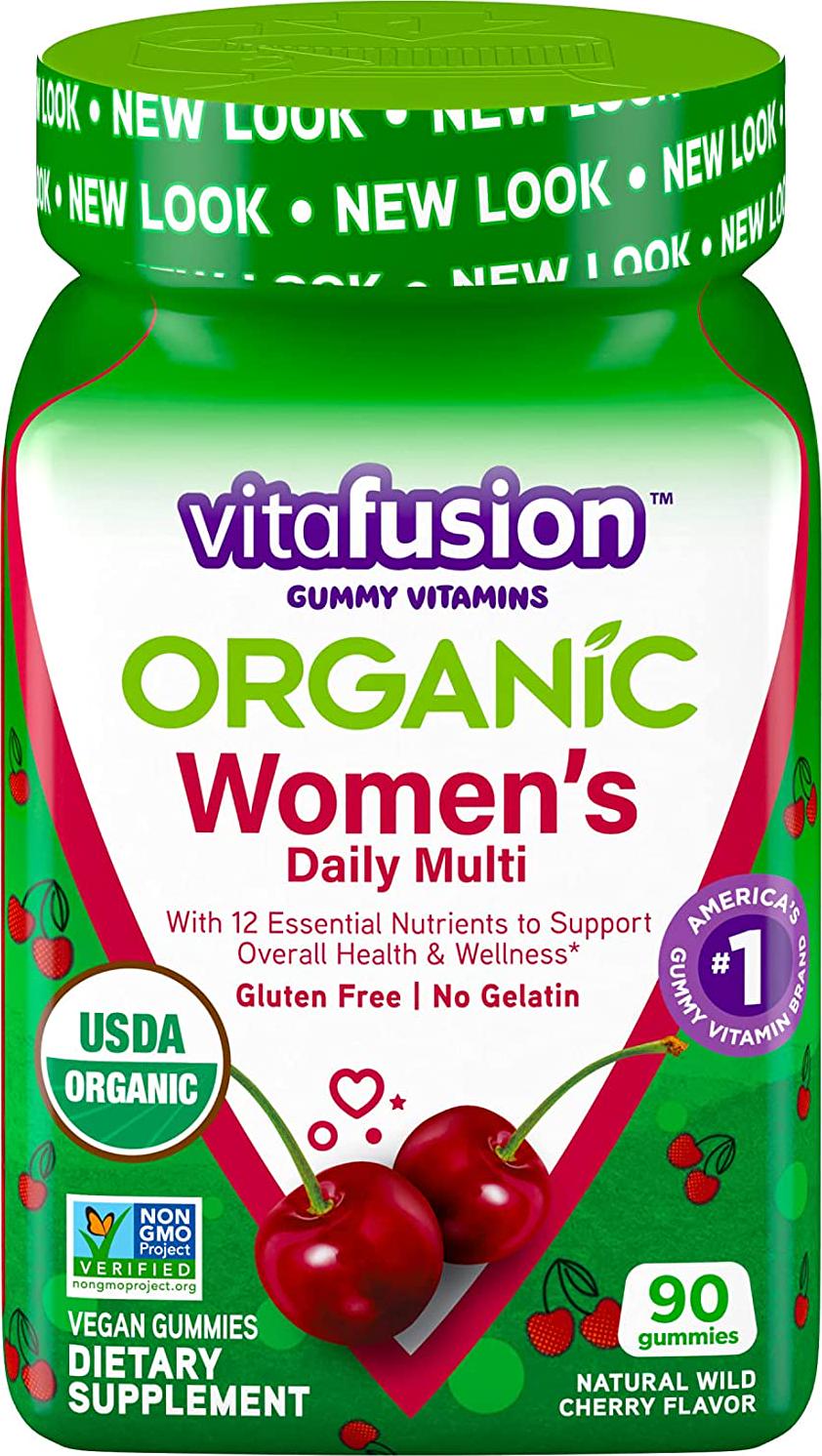 Vitafusion Organic Women’s Gummy Multivitamin, 90 Count - Non-GMO, Gluten-Free, No Gelatin, No HFCS