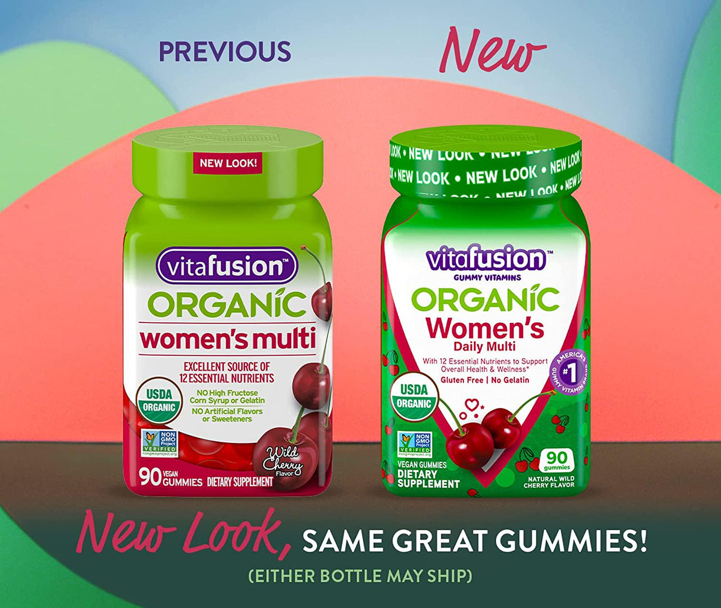 Vitafusion Organic Women’s Gummy Multivitamin, 90 Count - Non-GMO, Gluten-Free, No Gelatin, No HFCS