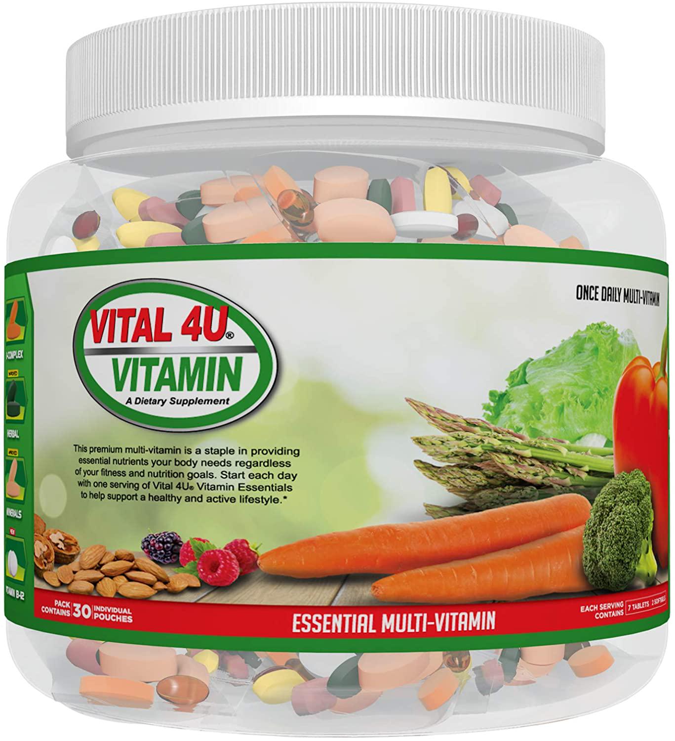 Vital 4U Vitamin Essentials - Daily Multivitamin for Men and Women, Multimineral - 30 Day Supply