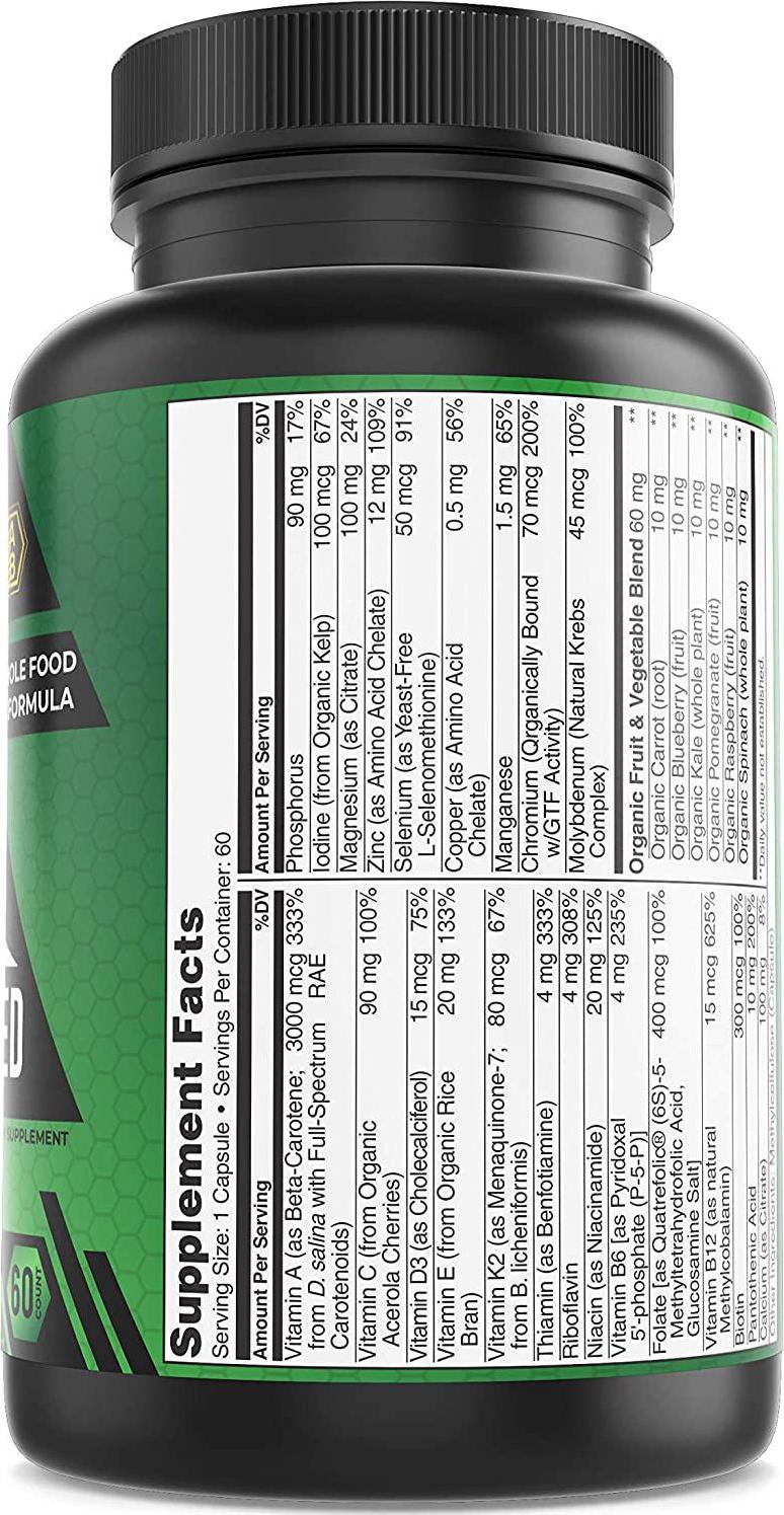 Vitalpha-X Men’s Multivitamins – 60 Capsule Whole Food Multivitamin for Men – Rich in Vitamins and Minerals – Premium Potent Formula – Supports Muscle and Brain Function, Performance