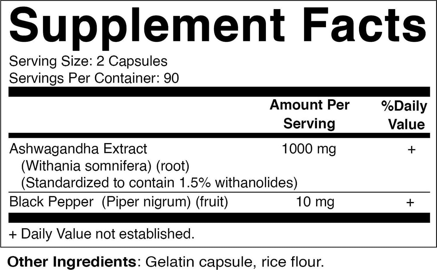 Vitamatic Ashwagandha 1000mg (Standardized Extract) with Black Pepper 180 Capsules