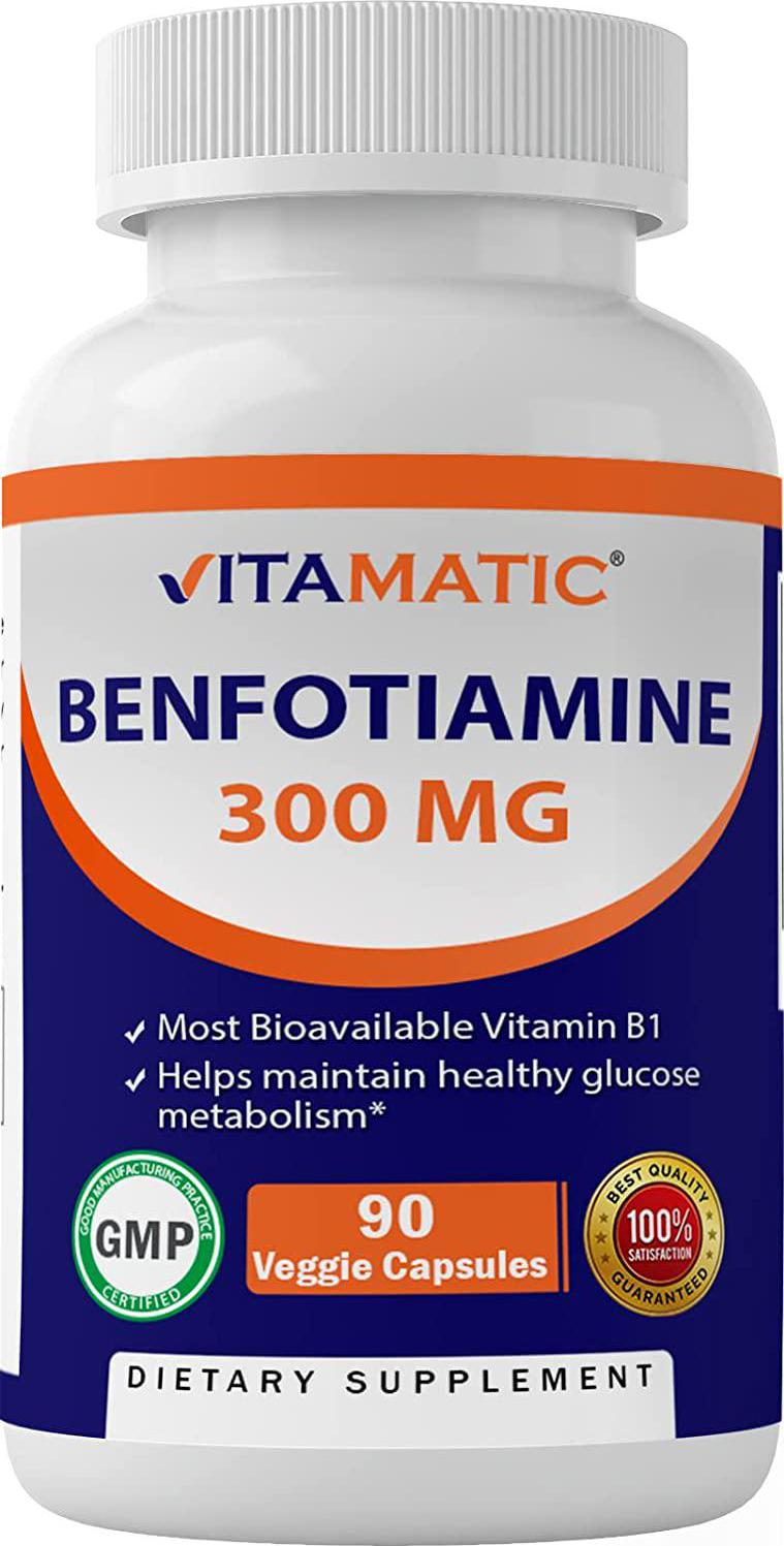 Vitamatic Benfotiamine 300 mg 90 Vegetarian Capsules - Also Called Fat Soluble Vitamin B1