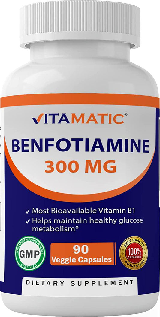 Vitamatic Benfotiamine 300 mg 90 Vegetarian Capsules - Also Called Fat Soluble Vitamin B1