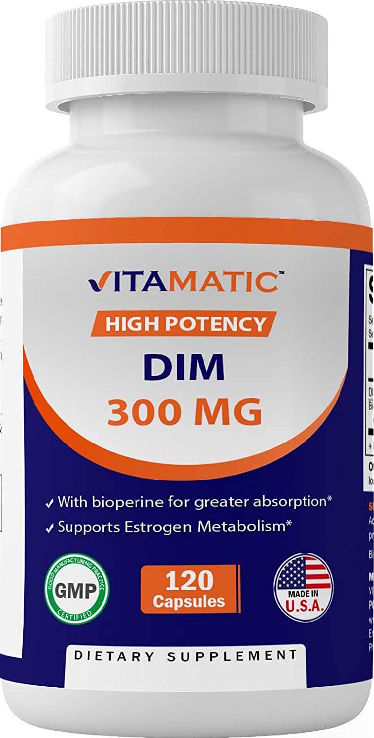Vitamatic DIM (Diindolylmethane) with BioPerine 300mg, 120 Veggie Capsules - 4 Months Supply