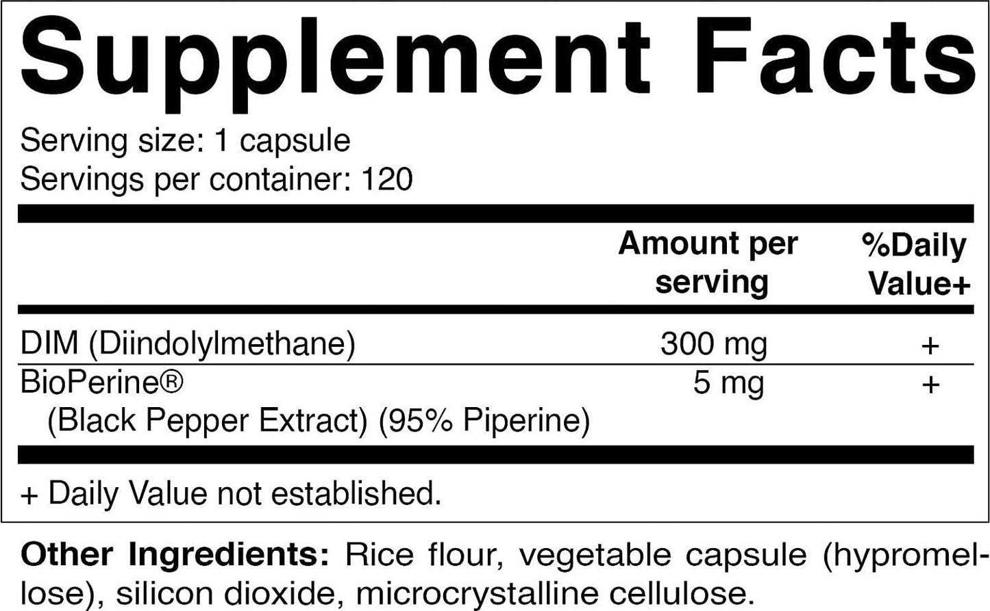 Vitamatic DIM (Diindolylmethane) with BioPerine 300mg, 120 Veggie Capsules - 4 Months Supply