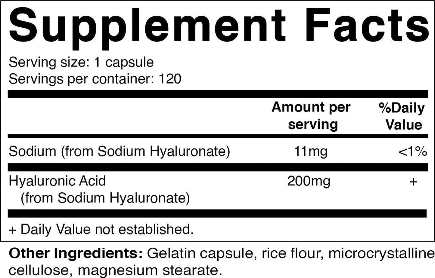 Vitamatic Hyaluronic Acid Supplements 200mg - Supports Healthy Connective Tissue and Joints - Promote Youthful Healthy Skin - 120 Capsules