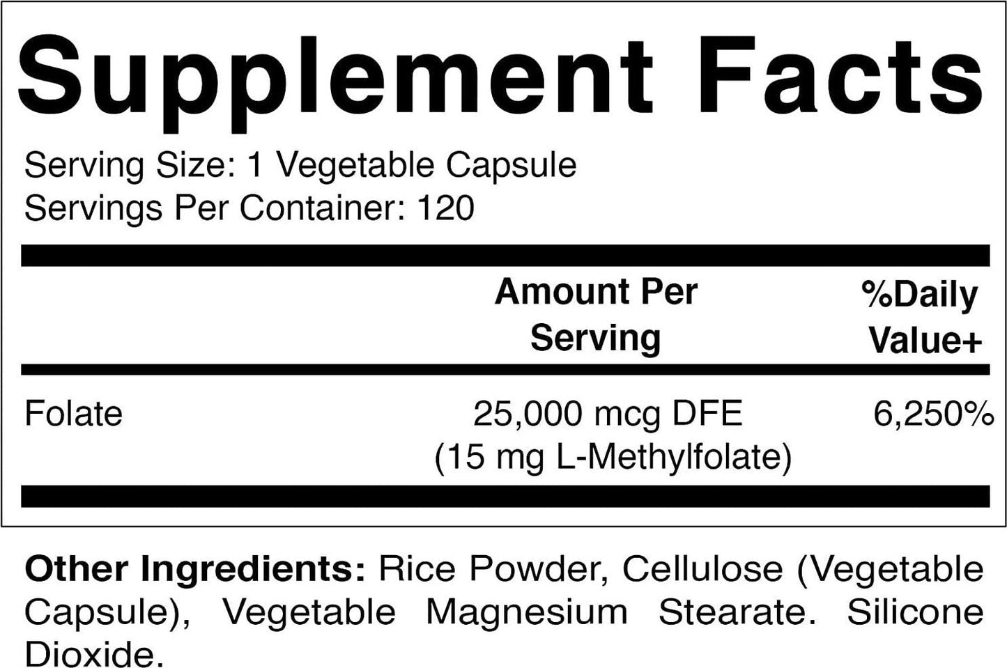 Vitamatic L Methylfolate 15mg - 120 Vegetable Capsules - Optimized and Activated High Potency - Metabolically Active Folate