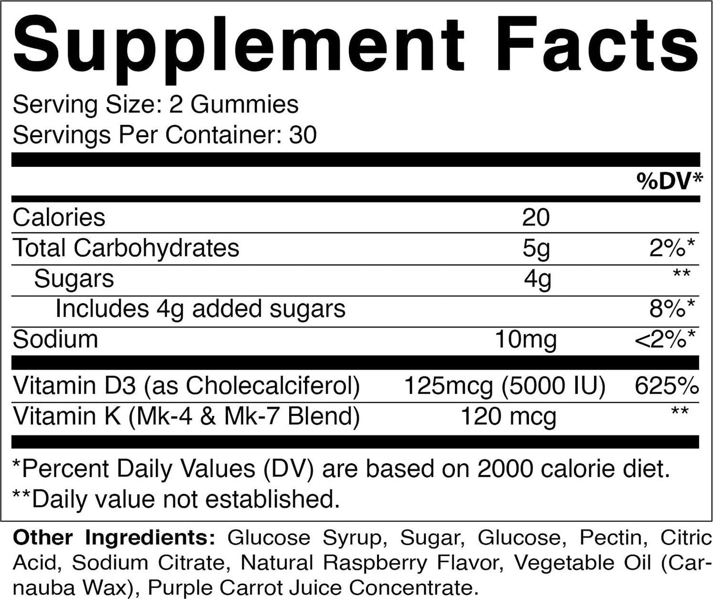 Vitamatic Vitamin D3 K2 Gummies - 60 Count - Supports Healthy Bone, Heart and Calcium Absorption, and Immune Health - Plant Based, Non-GMO, Gluten Free