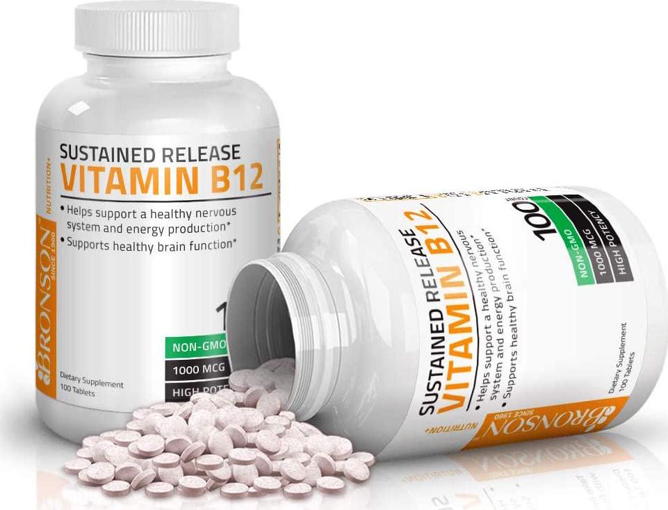Vitamin B12 1000 Mcg (B12 Vitamin As Cyanocobalamin) Sustained Release Premium Non GMO Tablets - Supports Nervous System, Healthy Brain Function and Energy Production 100 Count