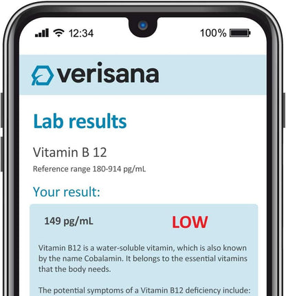 Vitamin B12 Test Determine Your Holotranscobalamin Value Easily and Conveniently from Home Analysis by CLIA-Certified Lab Verisana